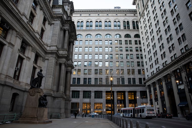 The Wanamaker building in Center City Philadelphia, with the south side of City Hall to the left.
