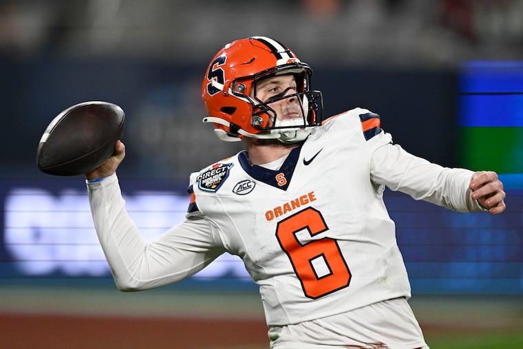 Quarterback Kyle McCord broke several records this season as the starting quarterback at Syracuse.