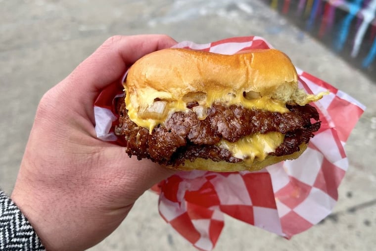 A signature smashburger from 7th Street Burger, planning to open in Fishtown.