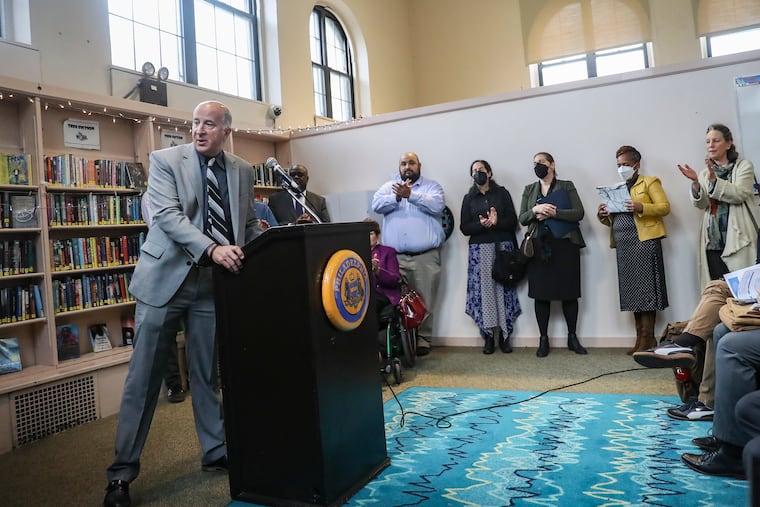 Philadelphia City Councilmember Mark Squilla speaks during a January 2023 news conference regarding how the city will spend money from national opioid settlements.