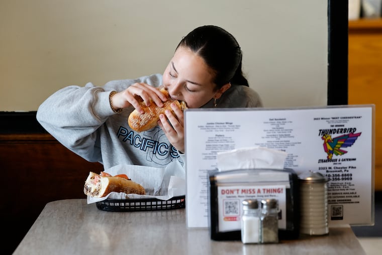 A patron at the Original Thunderbird Steakhouse & Catering in Broomall, Pa. in May. A Penn researcher hopes to convince restaurants to start offering the option of smaller portions for people who want to indulge — but not overindulge.