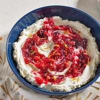 Whipped Goat Cheese With a Cranberry Swirl. MUST CREDIT: Tom McCorkle for The Washington Post/food styling by Gina Nistico for The Washington Post