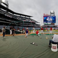 Phillies Managing Partner and Chief Executive Officer John Middleton watches Phillies batting practice.