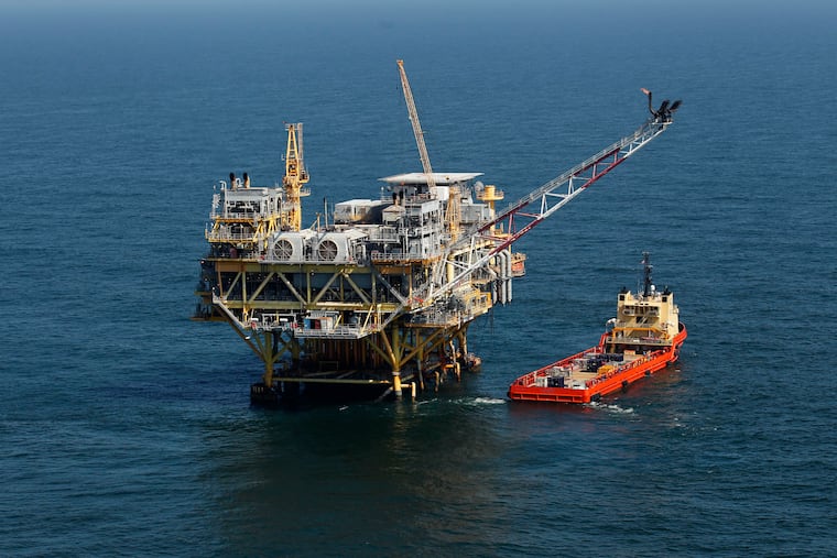 A rig and supply vessel in the Gulf of Mexico, off the coast of Louisiana on April 10, 2011.