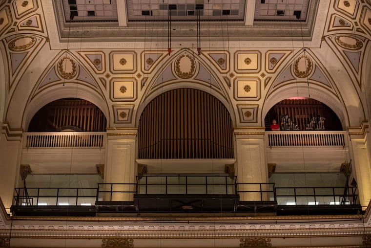 Grand Court Organist Peter Richard Conte performs a live concert on the Wanamaker Organ at Macy’s to celebrate the 110th anniversary in Center City on June 22, 2021. Parts of the organ are on several floors of the building.