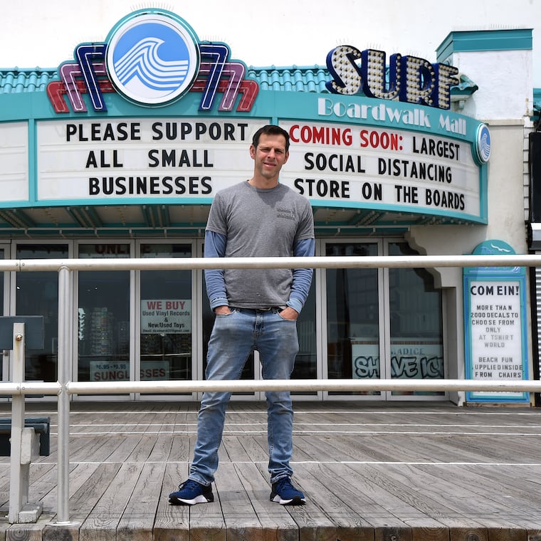 Looking at the future of the Shore, Wes Kazmarck, president of the Boardwalk Merchants Association, poses outside his Surf Mall on the Boardwalk in Ocean City May 20, 2020.