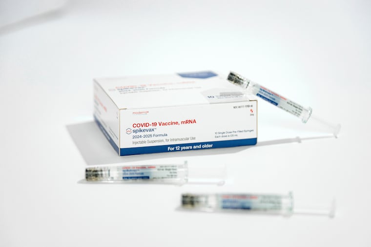 This photo provided by Moderna in August 2024 shows packaging and syringes for the company's updated COVID vaccine for ages 12 and older. Philadelphia health officials are encouraging residents to get vaccinated with one of three updated COVID vaccines this fall.